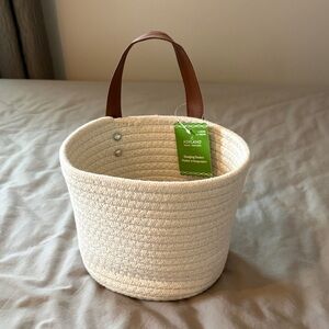 5/$25! Ashland Cream Rope Hanging Basket with Brown Strap